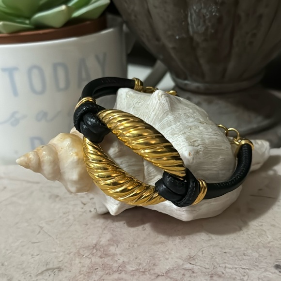 Made in Italy-Bronze Milor Design-Leather Bracelet-Gold Accent-Like New - Picture 2 of 14